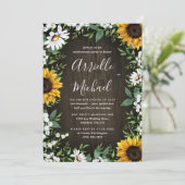 ヒマワリの素朴な国の木製の記念パーティー 招待状 (スタンド正面)