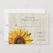 ヒマワリの素朴な結婚式の応答 出欠カード (正面)