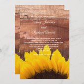 ヒマワリの素朴な結婚式招待状 招待状 (正面/裏面)