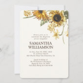 ヒマワリの素朴花模様 招待状 (正面)