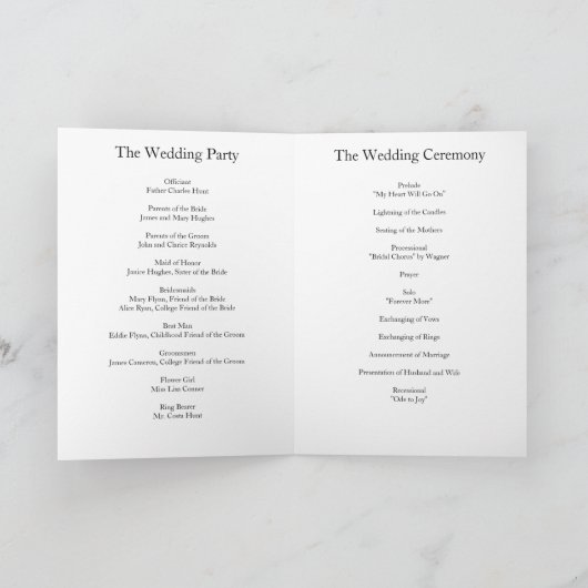 ヒマワリの結婚式プログラム プログラム (内部)