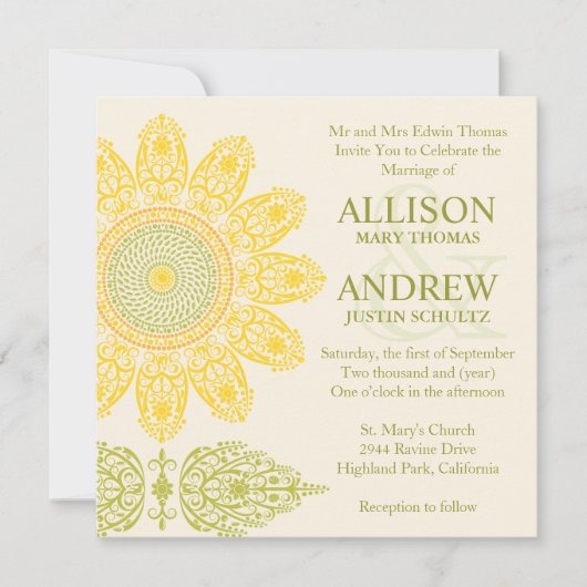 ヒマワリの結婚式招待状 招待状 (正面)