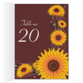 ヒマワリの結婚披露宴のテーブル数カード (内側 (右))