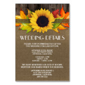 ヒマワリの結婚披露宴の調節カード テーブルナンバー (正面)