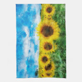ヒマワリの絵を描くこと キッチンタオル (縦)