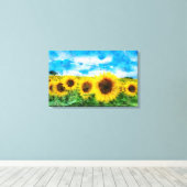 ヒマワリの絵を描くこと キャンバスプリント (インサイチュ (ウッドフロア))