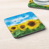 ヒマワリの絵を描くこと コースター (左側)