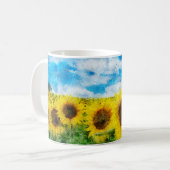 ヒマワリの絵を描くこと コーヒーマグカップ (正面左)