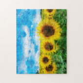 ヒマワリの絵を描くこと ジグソーパズル (縦)