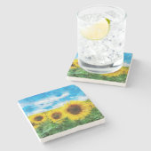 ヒマワリの絵を描くこと ストーンコースター (横)