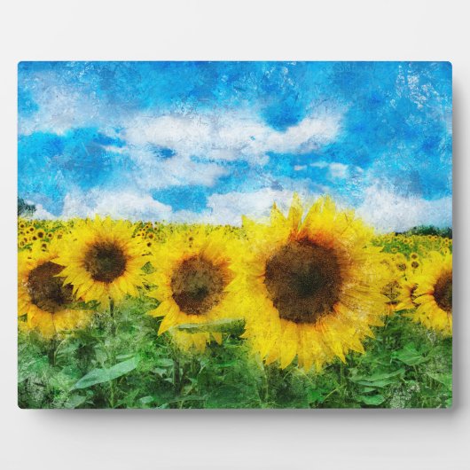 ヒマワリの絵を描くこと フォトプラーク (正面)