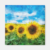 ヒマワリの絵を描くこと マグネット (正面)