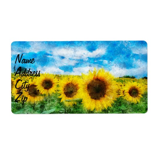 ヒマワリの絵を描くこと ラベル (正面)