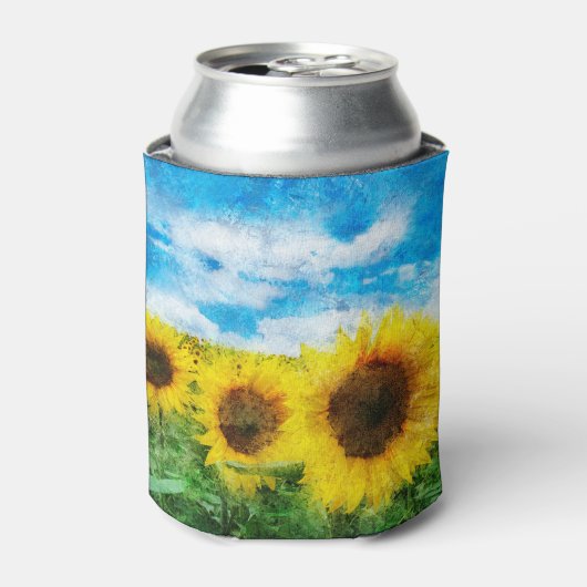ヒマワリの絵を描くこと 缶クーラー (缶正面)