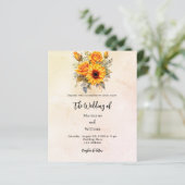 ヒマワリの緑の予算結婚式招待状 (スタンド正面)