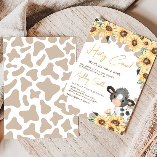 ヒマワリの聖い牛の赤ちゃんシャワー 招待状