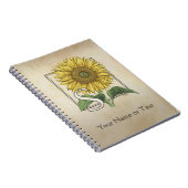 ヒマワリの花のモノグラムのためのパーソナライズなS ノートブック (右側)