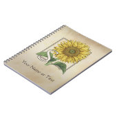 ヒマワリの花のモノグラムのためのパーソナライズなS ノートブック (左側)