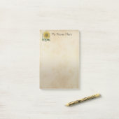 ヒマワリの花のモノグラムのためのパーソナライズなS ポストイット (デスク上)