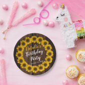 ヒマワリの花のリースの木製の一見の誕生会 ペーパープレート (パーティー)