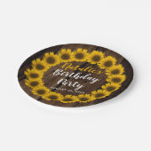 ヒマワリの花のリースの木製の一見の誕生会 ペーパープレート (アングル)