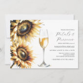 ヒマワリの花びらとプロセッコ　ブライズシャワーの招待状 (正面)