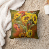 ヒマワリの花束の芸術デザイナー枕 クッション (ブランケット)