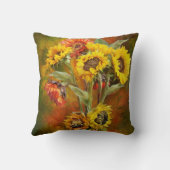 ヒマワリの花束の芸術デザイナー枕 クッション (裏面)
