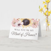 ヒマワリの花束は私の新婦付添人のメイド・オブ・オーナー(花嫁付き添い人)です カード (黄色い花)