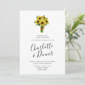 ヒマワリの花束結婚とネイビー 招待状 (スタンド正面)