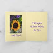 ヒマワリの花束　植物の花　最高の願い カード (内部)