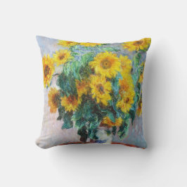 ヒマワリの花束、1880年のクロード・モネ クッション