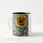 ヒマワリの花柄のステンドグラスの効果のカスタムの芸術 ツートーンマグカップ (正面左)