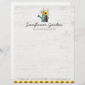 ヒマワリの花柄及び素朴な木製のヴィンテージのコテージ レターヘッド (正面/裏面)