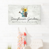 ヒマワリの花柄及び素朴な木製のヴィンテージのコテージ 横断幕 (インサイチュ)