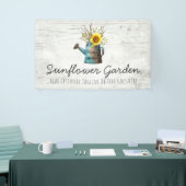 ヒマワリの花柄及び素朴な木製のヴィンテージのコテージ 横断幕 (トレードショー)