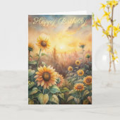 ヒマワリの花誕生日カード カード (黄色い花)