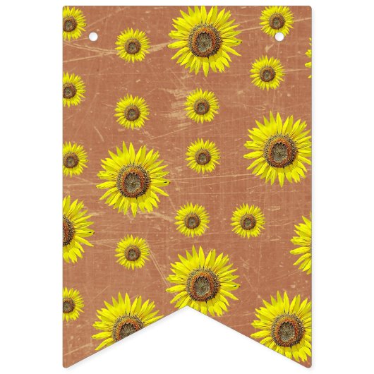 ヒマワリの茶色および黄色のパーティーの旗を祝って下さい バンティングフラッグ (第1の旗)