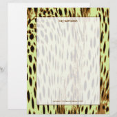 ヒマワリの葉の背景にチーター柄 レターヘッド (正面/裏面)