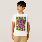 ヒマワリの蝶砂糖のスカル Tシャツ (正面フル)