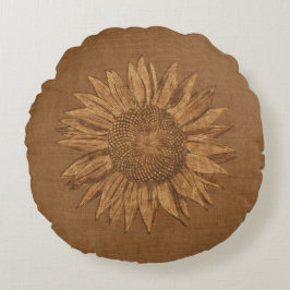 ヒマワリの装飾用クッション ラウンドクッション