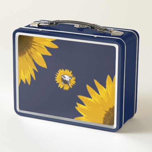 ヒマワリの豚ver2王室のダークブルー メタルランチボックス (裏面)