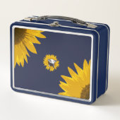 ヒマワリの豚ver2王室のダークブルー メタルランチボックス (正面)