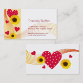 ヒマワリの赤いハートの名刺 名刺 (正面/裏面)