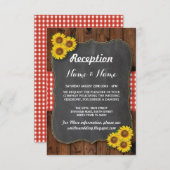 ヒマワリの赤く素朴な結婚披露宴カード エンクロージャーカード (正面/裏面)