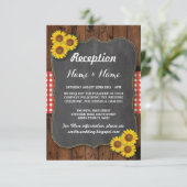 ヒマワリの赤く素朴な結婚披露宴カード エンクロージャーカード (スタンド正面)