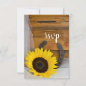 ヒマワリの蹄鉄の国西部の結婚RSVP 出欠カード (正面)