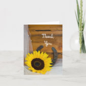 ヒマワリの蹄鉄の西部の新婦付添人は感謝していしています サンキューカード (正面)