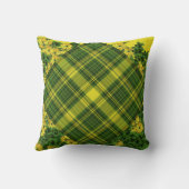 ヒマワリの金ゴールド/格子模様 クッション (裏面)