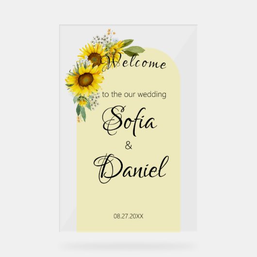 ヒマワリの黄色いアーエレガントチ アクリルサイン (正面)